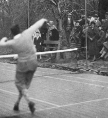 Old Army Athletes spectators at the Cogswell court, 1933. The matches were followed by tea with Francesca (Teck) Cogswell in the Cogswell's living room.