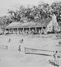 Opening day of the new Fox Meadow clubhouse in 1927. The clubhouse was designed by noted architect Walter Pleuthner and built by Scarsdale contractor Walter Collet for $9,000.
 