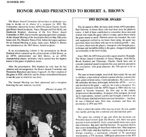 Platform Tennis News covered the ceremony. PTN Summer 1993