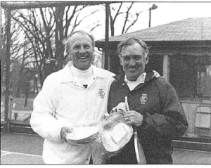 Jack Watson (on right) celebrates another age-group win with long-time partner Howard Sipe